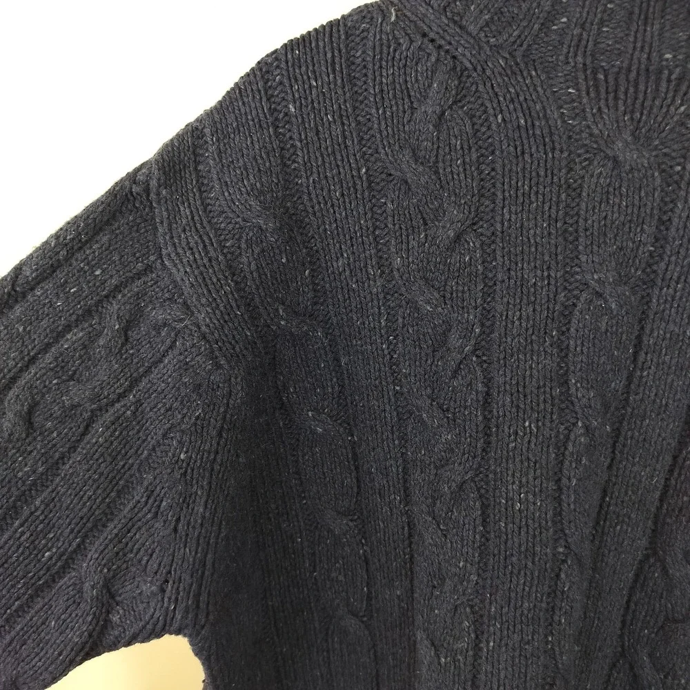 American Eagle Donegal Wool Cable Knit Sweater XL Vintage Preppy Navy Speckled